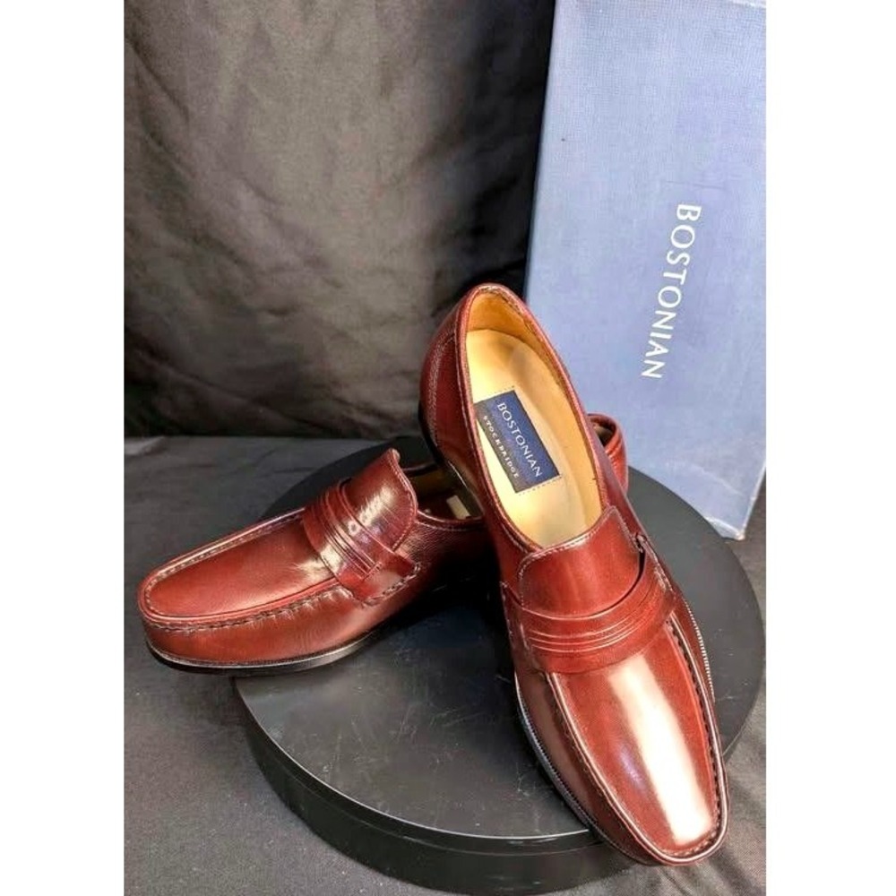 VTG. Bostonian Classics Loafers/Size 7.5M/Burgundy/Leather Penny Shoes/28098/Box